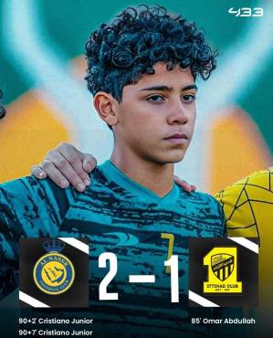 Hijo de Cristiano Ronaldo anota doblete in extremis y le da el triunfo al Al Nassr sobre el Al-Ittihad