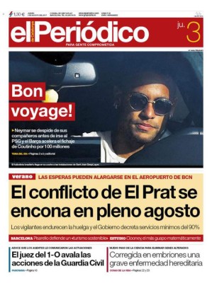 Neymar, protagonista de las portadas por el mundo con su salida del Barcelona