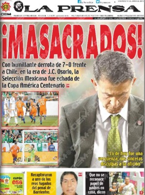 Diarios mexicanos destrozan a su selección en sus portadas tras la goleada ante Chile