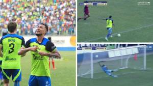 Erick Andino anotó un doblete en la semifinal de vuelta entre Olancho y Real España. FOTO: Marvin Salgado.