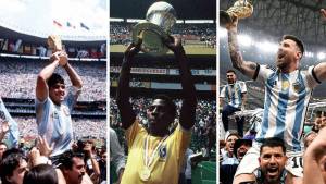 El jugador brasileño Pelé y los argentinos, Diego Maradona y Leo Messi han ganado al menos una vez, la Copa del Mundo.