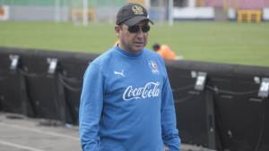 Osman Madrid durante el entrenamiento de este marte del Olimpia.