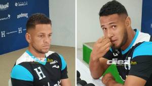 Marcelo Santos y Alex López en conferencia de prensa en el último entrenamiento de la Selección de Honduras de cara a la Copa Oro. Foto: Moisés Valenzuela.