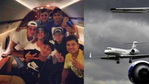 Los amigos de Neymar tomaron fotografías dentro del lujoso jet privado.