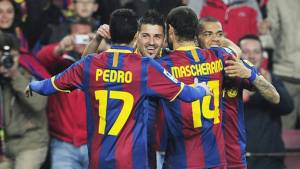 David Villa hizo el primer gol del Barcelona al minuto 4.