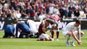 Se barrió y todos se tiraron al suelo del susto: escalofriante lesión de un futbolista en la Premier League