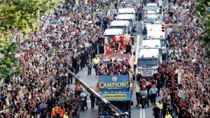 Espectacular celebración en las calles de Barcelona.