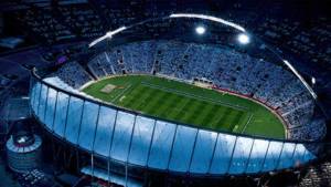 Así luce el estadio Sheikh Khalifa International de noche. Tiene una capacidad para 16 mil aficionados.