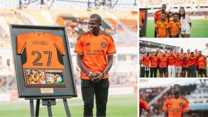 Boniek García tuvo un tremendo homenaje en el Shell Energy Stadium de Houston, Texas. Foto: Houston Dynamo.