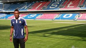 Rommel Quioto hoy en el estadio del Wisla Cracovia