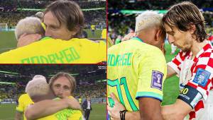 Modric consoló a Rodrygo tras la eliminación de Brasil; el delantero falló uno de los lanzamientos de penal.