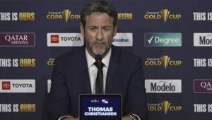 Thomas Christiansen en la rueda de prensa luego de avanzar con Panamá a la final de la Copa Oro 2023.