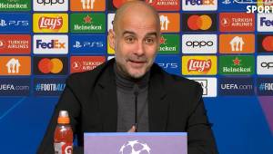 Pep Guardiola en la conferencia de prensa luego del triunfo del City sobre el Leipzig en la Champions League.