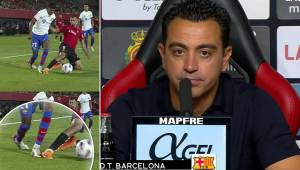 Xavi Hernández en la conferencia de prensa dijo que en ningún momento el defensor del Mallorca toca el balón.