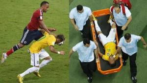 Juan Zúñiga no vio ni amarilla por esta falta. Neymar salió llorando. (AFP)