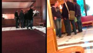 Momento en que agentes del FBI se identificaban en el lobby del hotel en Suiza para proceder a las capturas.