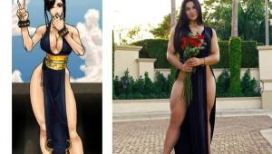 Natasha Encinosa sorprende por sus impresionantes muslos que nos hacen recordar a la peleadora de los videojuegos street-fighter, Chun-Li.