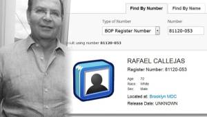 Este es el registro penitenciario otorgado a Rafael Callejas por el Centro Metropolitano de Detención de Brooklyn. FOTO: DIEZ