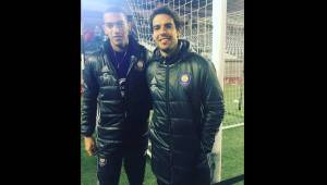 Devron García junto a Kaká en el entrenamiento del Orlando City del pasado miércoles. (FOTO: Facebook)