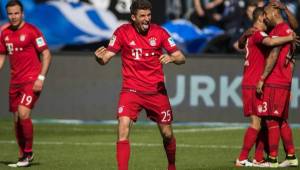 La celebración de los jugadores del Bayern, a las puertas de ser campeones. Foto AFP.