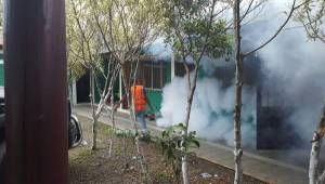 El personal encargado fumigó toda la sede de la institución de Marathón. Foto cortesía Facebook Marathón.