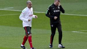 Pepe participa durante un entrenamiento de la selección portuguesa en Lisboa.