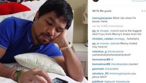 El mensaje de Manny Pacquiao, estaba aburrido justo a la hora del combate entre Meyweather y Berto.