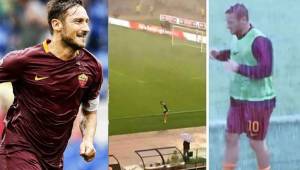 Francesco Totti estaba realizando el calentamiento en medio de la lluvia, ingresó de cambio y le dio vuelta al marcador.