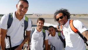 El costarricense Keylor Navas junto a Danilo, Marcelo y Lucas Silva. (Fotos: Real Madrid)