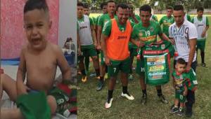 El plantel de Marathón invitó al pequeño Neyid Montoya de dos años para que conociera a los jugadores y le regalaron un uniforme y una camisa autografiada.