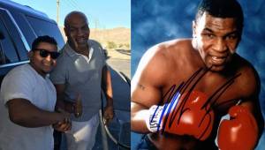 El hondureño Gustavo García junto al ex campeón de boxeo, Mike Tyson con quien se encontró en Estados Unidos y pudo conversar de sus anécdotas.