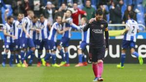 Lionel Messi no pudo brillar hoy ante el Deportivo La Coruña.