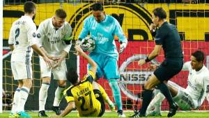 Casi al final del partido hubo un conato de bronca entre jugadores del Real Madrid y Borussia Dortmund.