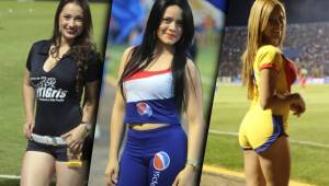 Estas chicas arrancaron suspiros en el estadio Nacional antes, durante y después de la Gran Final entre Motagua y Real Sociedad. Foto DIEZ