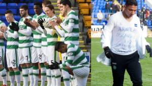 Momentos de los aplaudos dedicados a Arnold Peralta en el duelo del Celtic de este domingo y el mensaje de Emilio Izaguirre. Fotos cortesía @Record_Sport