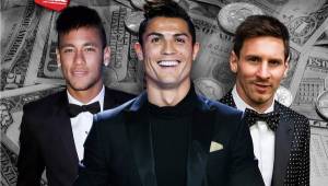 Neymar, Cristiano y Messi lideran el ranking de los futbolistas más ricos del mundo.