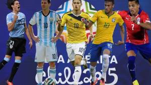 Edinson Cavani, Lionel Messi, James Rodríguez, Neymar y Alexos Sánchez son las grandes figuras de esta Copa América 2015.