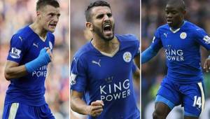 Jamie Vardy, Riyad Mahrez y N'Golo Kanté, es de lo mejor del Leicester esta temporada.