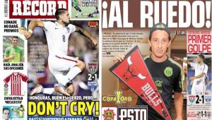 Las portadas de Diario Récord y Esto de México donde hablan de Honduras.