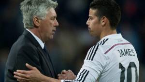 James Rodríguez se sumó a Cristiano Ronaldo y pide la continuidad de Carlo Ancelotti. Foto AFP