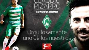 Claudio Pizarro es uno de los máximos goleadores históricos de la Bundesliga. Juega en el Werder Bremen.