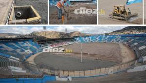 Te presentamos las imágenes del proyecto de cambio de grama del estadio Nacional de Tegucigalpa Chelato Uclés, que entró en sus etapas finales. Fotos: David Romero.