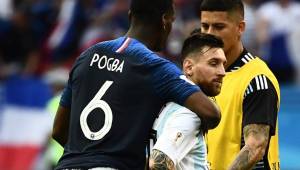 Pogba consoló a Messi tras la eliminación del Mundial.