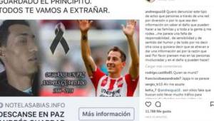 La noticia falsa sobre la muerte de Andrés Guardado, que denunció este tipo de acciones.