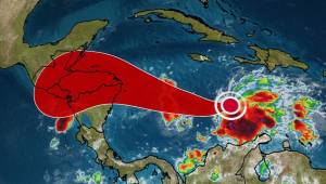 Esta es la ruta que trae la tormenta tropical IOTA, la 31 del año que amenaza con dejar destrucción en Honduras a partir de este fin de semana. Foto cortesía