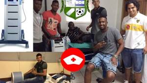 Los jugadores del Platense están haciendo terapias de recuperación con modernas máquinas en San Pedro Sula tratando de llegar al 100% a la final. Fotos cortesía