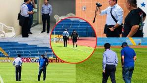 Estas son la imágenes que muestran a la delegación chilena en la inspección en el estadio Olímpico.