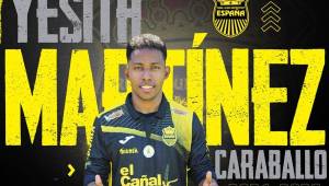 El volante colombiano Yesith Martínez Caraballo es nuevo jugador del Real España. Foto cortesía