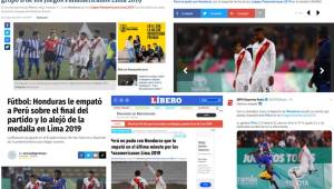 La selección de Honduras rescató un agónico empate ante Perú en los Panamericanos de Lima 2019 y así ha reaccionado la prensa del país inca tras el partido.