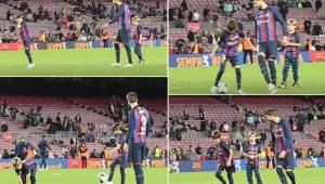 Le metió dos caños a Milan: los últimos toques de Piqué en el Camp Nou con sus hijos